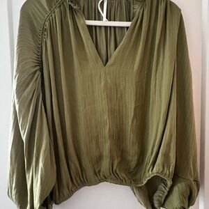 Anthropologie Olive Green Blouse